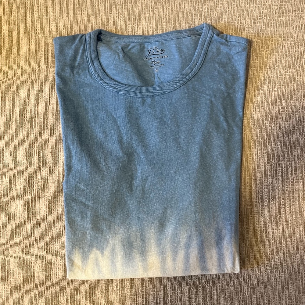 j.crew garmet dyed shirt in blue and white